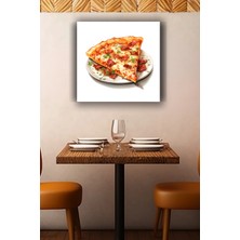 Lucena Pizza Dilimi Metal Tablo Pastırmalı Italyan Mutfak Temalı Dekoratif Duvar Tablosu