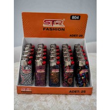 Str Fashion 25’li Çakmak Seti Karışık Desenli Renkli Gazlı Çakmak Paket