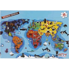 Witty Puzzlezz 35 Parça Puzzle: Dünya Haritası Hayvanlar