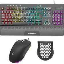 FourForce Eclipse Siyah USB Rgb Aydınlatmalı Q Gaming 4 Tuş Makrolu Oyuncu Klavye Mouse Set