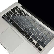 FourForce MacBook Klavye Filmi Türkçe Q Kaplama Ultra Ince Silikon Air Pro Eski USB Li Modeller 2008-2017 Uyumlu Yıkanabilir Koruyucu Film Renkli Baskı Siyah Gri