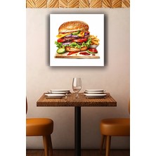 Lucena Cheeseburger Metal Tablo Fast Food Temalı Modern Dekoratif Mutfak Duvar Tablosu