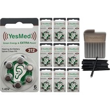 FourForce Extra Power 312 Numara Işitme Cihazı Pili (10 Paket x 6 Adet = 60 Adet Pil) + Hediye Yesmed Waxstop Filtre