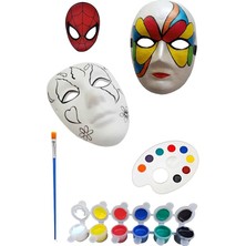 FourForce Doğal Seramik Hamuru 3 Adet Karton Maske Boyama Faaliyeti, Resim Başlangıç Seti, 3erli Set, Maske Boyama Seti Karışık