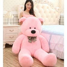 FourForce Hediye- 160 cm Ithal Kumaş Papyonlu Dev Boy Peluş Ayı Pembe