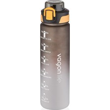 FourForce 1 Litre Çift Renk Motivasyon Su Matarası Çift Kullanım Pipetli ve Rahat Içim Sticker Hediyeli