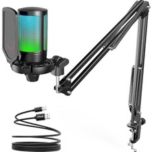 FourForce Ampligame A6T Twitch - Youtuber - Gamer - Tiktok - Yayıncı USB Mikrofon Seti (Siyah)