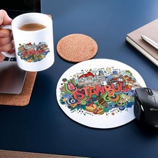 FourForce Simgeleri Tasarımlı Kupa Fincan ve Mouse Pad Seti 20 x 20 cm