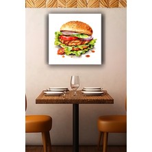 Lucena Gurme Hamburger Metal Tablo Fast Food Temalı Modern Dekoratif Mutfak Duvar Tablosu