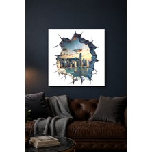 Lucena 3D Şehir Skyline Metal Tablo Modern Mimari Temalı Dekoratif Duvar Tablosu
