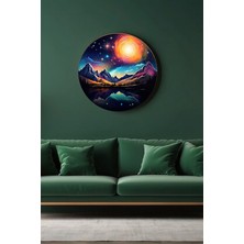 Lucena Galaksi ve Dağ Gölü Mdf Tablo Modern Uzay Temalı Dekoratif Duvar Tablosu