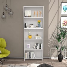 FourForce Mobilya Melisa 5 Raflı Kitaplık Beyaz