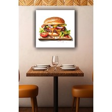 Lucena Hamburger Metal Tablo Fast Food Temalı Modern Dekoratif Mutfak Duvar Tablosu
