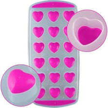 FourForce Slikon Tabanlı Kalpli 18 Hazneli Buz Kalıbı (Pembe)