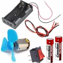 FourForce 3V Motor Pervane Pil Kutusu Anahtar Deney Seti Eğitici Oyuncak Motoru R130 Mini Elektrik Motoru