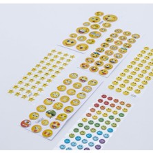 FourForce 6 Adet Karışık Kabartmalı Yapışkan Sticker, Şekilli Gülen Yüzler