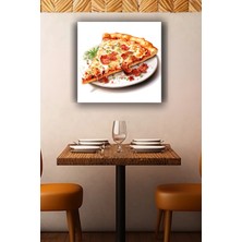Lucena Pizza Dilimi Metal Tablo Peynirli Italyan Mutfak Temalı Dekoratif Duvar Tablosu