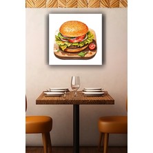 Lucena Hamburger Metal Tablo Fast Food Temalı Modern Dekoratif Mutfak Duvar Tablosu