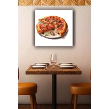 Lucena Karışık Pizza Metal Tablo Mantar ve Zeytinli Italyan Mutfak Dekoratif Duvar Tablosu