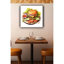 Lucena Cheeseburger Metal Tablo Hamburger Temalı Dekoratif Modern Mutfak Duvar Tablosu