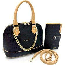 Just Polo Lüks Tasarım Zincir Detaylı Lüks El & Omuz Çantası ve Cüzdanı Kombin Shopper Ebat : 25X22 cm