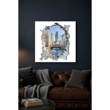 Lucena 3D Şehir Manzarası Metal Tablo Modern Mimari Temalı Dekoratif Duvar Tablosu