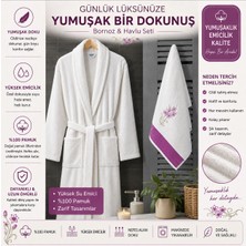 * Şık Çiçek Desenli Kadın Bornoz ve Havlu Seti – Konforlu Yüksek Emicili Banyo Tekstil Ürünü S/m
