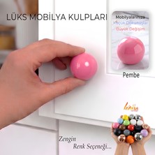 Glaswen Sert Plastik Düğme Yuvarlak Top Pembe Dolap Mobilya Mutfak Dolabı Çekmece Kulbu Kulpu Kulplar