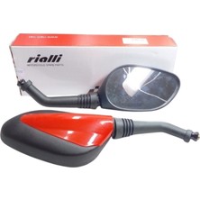 rialli Siyah & Kırmızı Motosiklet Ayna Takımı (8mm)
