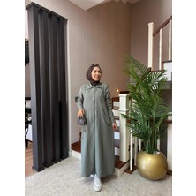 Esra Butik Haki Renk Büyük Beden Uyumlu Yazlık Paraşüt Kumaş Tesettür Kap