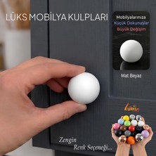 Glaswen Sert Plastik Düğme Yuvarlak Top Mat Beyaz Dolap Mobilya Mutfak Dolabı Çekmece Kulbu Kulpu Kulplar