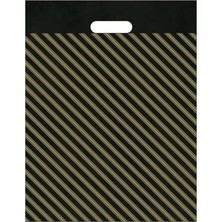 FourForce Tiri Store Takviyeli El Geçme Siyah Çizgili Mağaza Poşeti 4 No 40X50 cm 50 Adet, Siyah Çizgili
