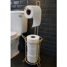 Statika Home Ayaklı Eskitme Tuvalet Kağıtlığı Peçetelik Tutacağı, Wc Kağıtlık Askısı Standı, 3 Yedekli Askılığı