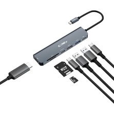 FourForce CHUB007-P 7in1 Windows & Mac 100W Hızlı Şarj - Type-C To 4K HDMI *1x Usb-C 100W Pd *1x Usb-C Data *1x USB 3.0 5gbps *1x USB 2.0 480 Mbps *2x Tf/sd Card 7in1 Çevirici Hub Çoklayıcı