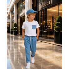 Sy Store Beyaz Bluz & Denim Pantolon Takımı