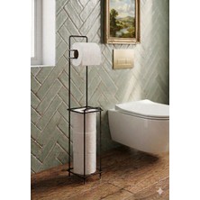 Statika Home Kare Siyah Tuvalet Kağıtlığı Wc Kağıtlık Yedekli Metal Tuvalet Kağıdı Standı Tutacağı Askısı