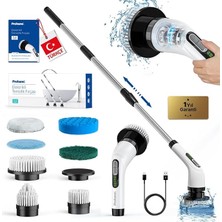 FourForce Temizlik Fırçası, Şarjlı Temizlik Fırçası 7 Adet Farklı Başlık Ile, Mutfak ve Banyolarda Birçok Temizlik Görevi Için, Küvet, Duş, Fayans ve Zemin Için Temizlik Malzemeleri