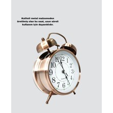 Esranın Dünyası Retro Tarz Bronz Dekoratif Masa Saati Metal Gövde Yüksek Sesli Alarm - Lisinya