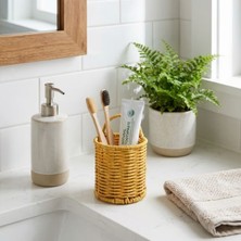 Ozcmax Yuvarlak Hasır Dokulu Plastik Rattan Kaşıklık & Çatallık – Askılı Kendiliğinden Tutmmalı Çok Amaçlı Mutfak Organizeri
