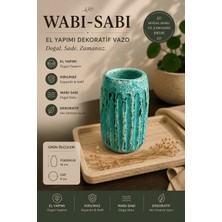 Art By Aslı El Yapımı Wabi-Sabi Dekoratif Vazo | Turkuaz Dokulu Kırılmaz Modern Vazo 16 cm