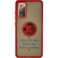 Durukar®  Samsung Galaxy S20 Fe Kılıf Montreal Yüzüklü Silikon Kapak - Kırmızı