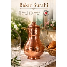 Dmt Copper Home El Yapımı Dövme Bakır Sürahi 1,9 Litre – Kalaylı Iç Yüzey, El Dövmesi, Gaziantep Üretimi, 27 cm