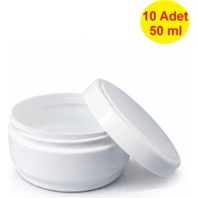 Demet Home 10 ADET 50 ml Beyaz Boş Plastik Pomat Kozmetik Krem Ecza Hobi Kutusu Krem Kavanozu 50 cc Empty plastic empty box