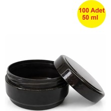 Demet Home 100 ADET 50 ml Siyah Boş Plastik Pomat Kozmetik Krem Ecza Hobi Kutusu Krem Kavanozu 50 cc Empty plastic empty box