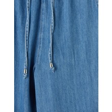 LC Waikiki Indigo Beli Lastikli Balloon Fit Kadın Jean Pantolon