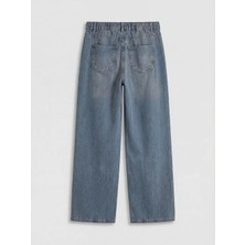 LC Waikiki Indigo Beli Kuşaklı Wideleg Kadın Jean Pantolon