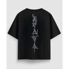 Oversize Unisex Tişört – Sırt Yazılı Baskı, %100 Pamuk Streetwear Tasarım