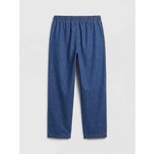 LC Waikiki Mavi Beli Lastikli Mom Fit Kadın Jean Pantolon