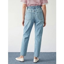 LC Waikiki Indigo Beli Lastikli Slouchy Fit Kadın Jean Pantolon