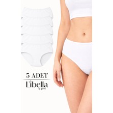 Libella İç Giyim Kadın Yüksek Bel Pamuklu Bato Külot 5'li Paket – Likralı Esnek, Toparlayıcı, Beyaz Renk Iç Çamaşırı